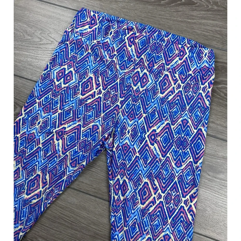 Lularoe Women's Pull On Geometric Pattern Leggins Blue Tall‎ & Curvy